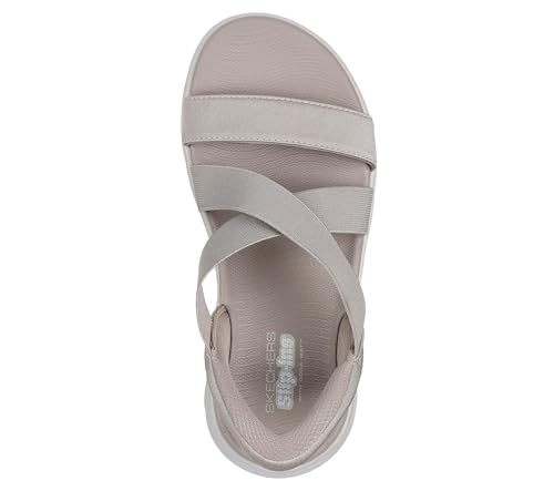 Skechers SKECHERS Women's GO Walk Flex Sandal - Glimmer Up Hands Free Slip-ins Cross Band, Taupe 10