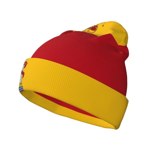 Gorro de punto con la bandera de España para adultos, adecuado para otoño o invierno, mantiene el calor, color negro