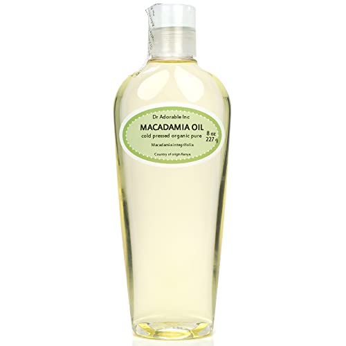 Dr Adorable - 8 oz - Macadamia Nut Oil - 100% Pure Natural Organic Cold Pressed