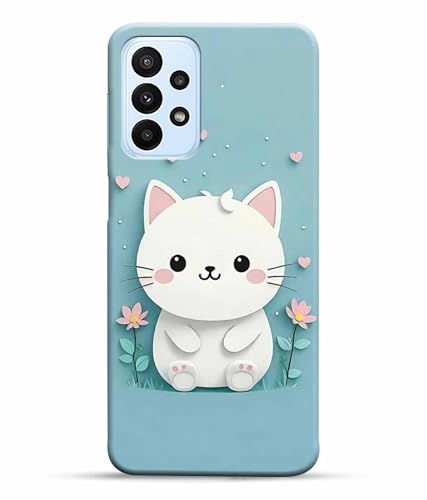 Image of Printed Hard Back Case Cover & Compatible for Samsung Galaxy A23 LTE | A23 5G | Samsung A23 5G | Cat Vector Painting (Multicolor) - D1192