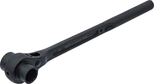BGS 6907 Gerüstbauer-Knarre | runder Schaft | SW 19 x 22 mm| CV-Stahl | Gerüstbauratsche | rechts/links umschaltbar Round Shaft Steel Scaffolding Ratchet Right/Left Reversible