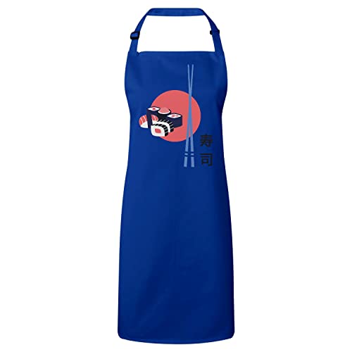 Tablier cuisine bleu sushi poisson Japon Asie culture pour cuisinier passionné
