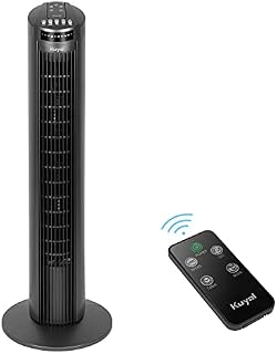 Kuyal Tower Fan, 29-Inch Portable Oscillating Fan, 3 Speed Control, Compact and Space Saving, Oscillating Tower Fan with Remote Control & Timer Function for Home and Office Use, 45W (Dark Titanium)
