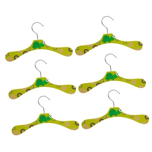 Ciieeo 6pcs Wooden Children's Clothes Rack Fun Cartoon Hangers Home Shop Laundry School Use Random