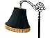 Upgradelights Shantung Silk 12 Inch Bell Uno Lamp Shade with Fringe (Black with Gold Fringe)