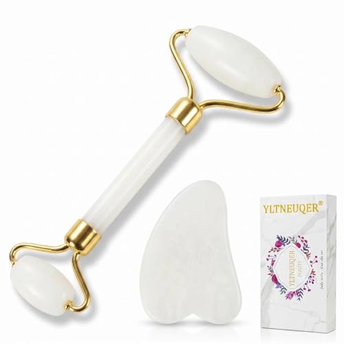 YLTNEUQER Gua Sha and Jade Roller Sets for Women Men Home Spa Stone Facial Guasha Jade Face Roller...