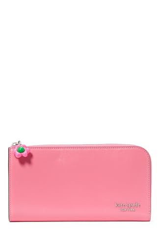 Image of kate spade new york Devin Saffiano Leather W- Flower Zipper Puller Zip Around Continental Wallet