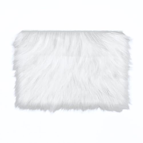 Tapete rectangular pequeño 10x14 pulgadas blanco piel falsa miniatura 1
