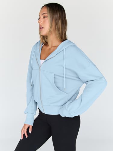 Image of Trendy Queen Womens Zip Up Hoodies Cropped Jackets Fall Outfits 2026