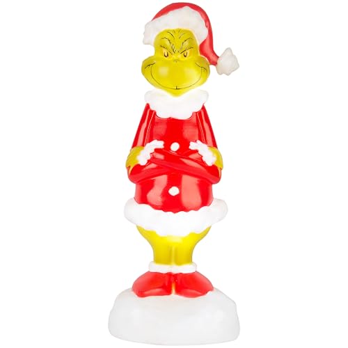 Gemmy Lighted Blow Mold Decor Grinch w/Santa Suit 14