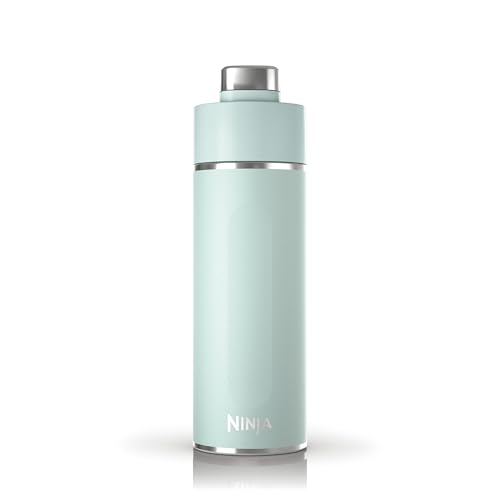 Ninja Thirsti botella de agua de acero inoxidable 530 ml, térmica con tapa antigoteo y triple aislamiento para bebidas con gas, calientes y frías, botella deportiva y de viaje, menta, DW1801EUUKMT