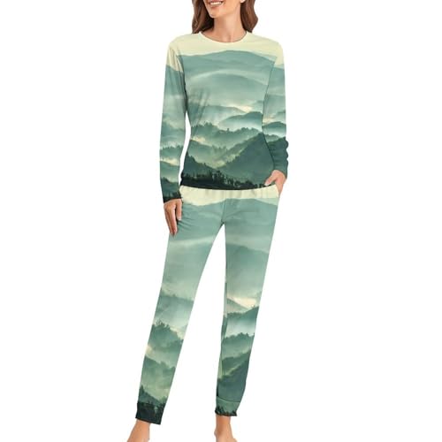 Ensemble de pyjama femme Paysage Vert pour vos soirées cocooning