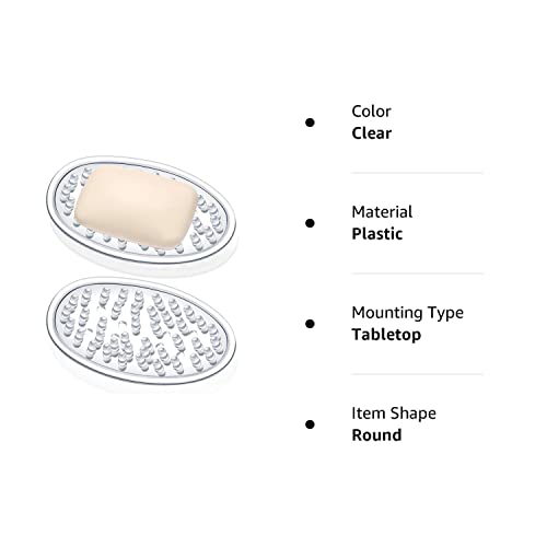 Plastic Soap Saver Clear Soap Dish Bar Holder Tray With Holes Soap Sponge Holder For Kitchen Bathroom Shower Counter, 4.5 X 3 X 0.7 Inches (2 Pcs) #TOP7