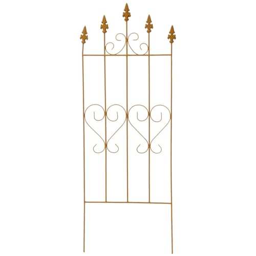 Griglia per tralicci in ferro, 100 cm, robusto aiuto per arrampicata e traliccio decorativo per esterni balcone e giardino, recinzione ideale per rose, pomodori e piante rampicanti in effetto ruggine