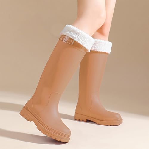 Kswlwccpp Gummistiefel Damen Bunt, Hoch Rutschfest Breite Füße Regenschuhe Gummistiefel Bequem Weit Wasserdicht Festival Boots Outdoor 37 Weitschaft Gummistiefeletten Regenstiefel