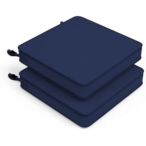LVTXIII Patio Chair Cushions 19"x19"x3", Water-Repellent Outdoor Seat Cushions for Patio Furniture, Square Chair Pads with Ties for Home Garden Decoration, Set of 2, Navy Blue Cover