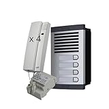 Sistemas Atis Pro Türsprechanlage – 2 Drähte, Citymax einfache Installation, für Wohnungen und Gemeinschaften, digital, Gesprächsgeheimnis (4 Wohnungen)
