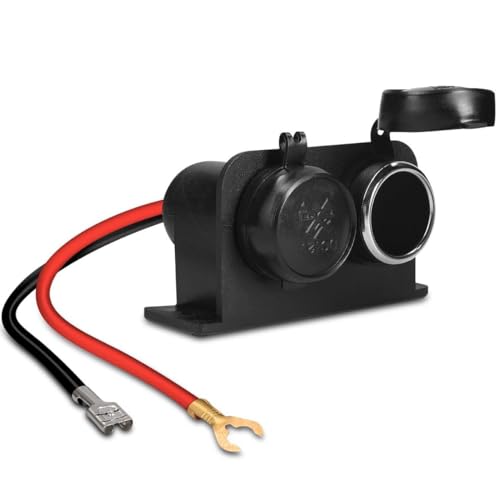 Cargador de mechero salpicadero para Coche, Adaptador de Encendedor de Coche con Doble Toma, Divisor de Corriente para Vehículo, Distancia entre agujeros de 7 cm, 12V 15A, Cable de 23 cm