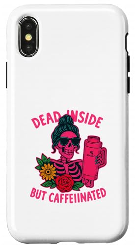 Dead Inside But Caffeinated Skeleton コーヒー エナジードリンク スマホケース iPhone X/XS 用