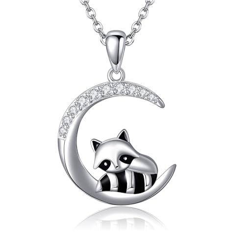 Collier raton laveur pendentif lune bijoux animaux originaux pour femme Wen