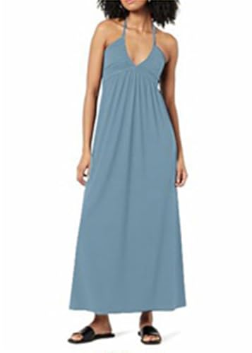 Robe longue à col en V pour femme avec dos nu et décolleté sexy
