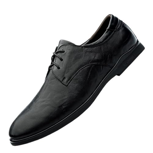 Men's Formal Dress Shoes Oxford Leather Lace Up Business Wedding Shoes for Men Comfortable Non-Slip Soft Sole Pointed Toe Derby