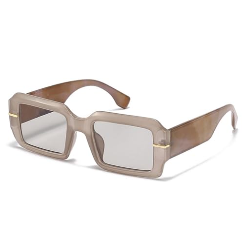 Lunettes de soleil carrées UV400 bicolores café et gris clair