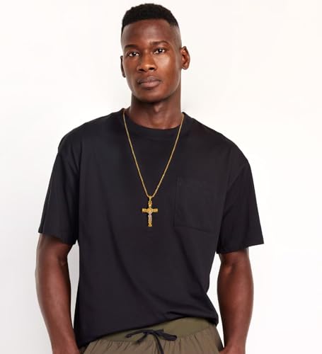 Cross Necklace for Men, Stainless Steel Christian Cross Pendant Necklaces for Men, Silver Chain Necklace for Men, Fade-Resistant, Stylish Jewelry Gift for Him