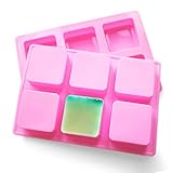 2 Pack Thicker Silicone Soap Molds, 6 Cavities Non-Stick Silicone Soap Molds for Making 2.35
