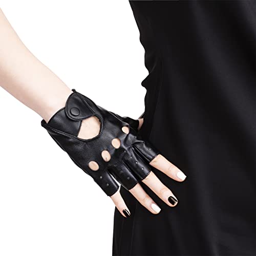 Guantes punk de mujer para conciertos y festivales de música rock con remaches