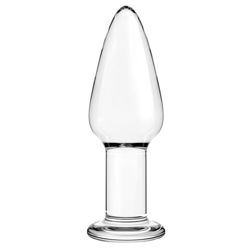 LEEWEDENG Glas-Buttplugs, 11 cm, transparente Analplugs, Training mit flacher Basis, Sexspielzeug für Männer, Frauen, Anfänger