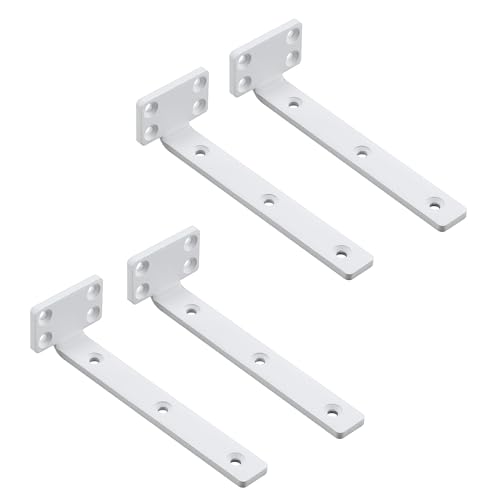 Image of Mooche 4Pcs Floating Shelf Brackets White, Heavy-Duty Wall Bracket 15CM