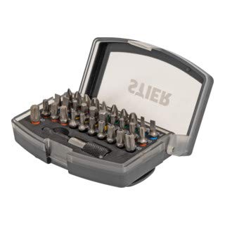 Preisvergleich Produktbild STIER Schrauberbit-Satz, Professional, 32-teilig, Schnellwechselhalter, Schaumstoffeinlage, Farbcodiert, S2 Chrom-Vanadium-Stahl, Bits, Bitsätze