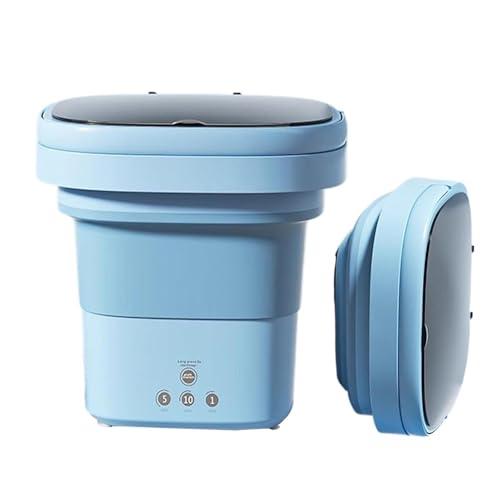 Portátil Compacta Eléctrica,6 Litros Capacidad Con Cesta Drenaje | Pequeña Máquina de Lavado Plegable | Para Apartamento Dormitorio Casa Viaje Camping Lavado de Prendas y Ropa Interior Baño y