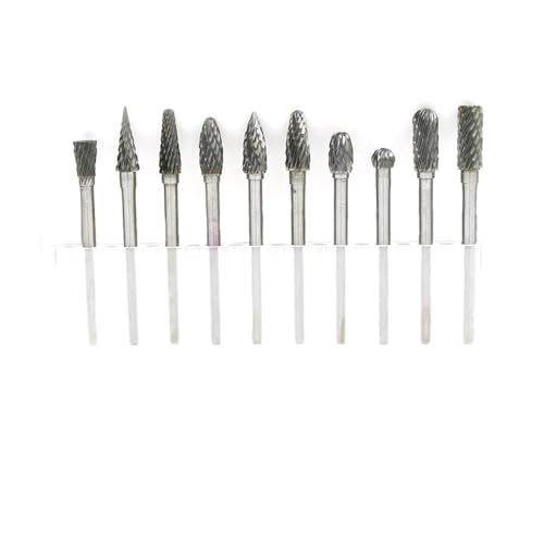 Set de 10 fresas de carburo de tungsteno doble corte miniatura 4