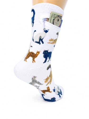 Image of Zipper Sock Wallet - Cotton & Polyester Zipper Socks with Pockets - Fits shoe size 6-13