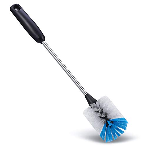 MOSOLAN Stainless Steel Bottle Brush with Replaceable Head, 2 Pack Long Handle Scrubbing Brush for Water Bottles, Glasswares, Mugs, Flasks, Tumblers, Vases, and Kitchen Sink, 13 in - 15 in