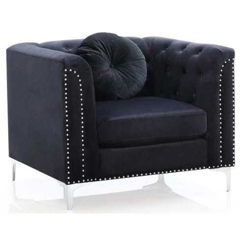 Glory Furniture Pompano Velvet Chair in Black