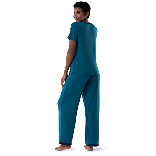 Image of Fruit of the Loom womens Short Sleeve Tee and Pant 2 Piece Sleep Set