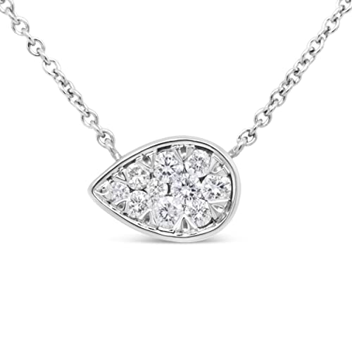 Haus of Brilliance 14K White Gold 1/4 Cttw Round Diamond Composite Teardrop Shape 18" Pendant Necklace - (G-H Color, SI2-I1 Clarity)
