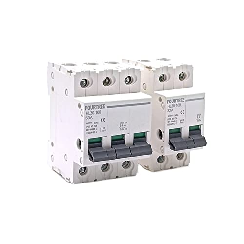 PJVPEJOD Interruptor Principal HL30 de 1P, 2P, 3P y 4P, disyuntor Aislamiento for Uso doméstico, seccionador, 32 A, 63 A 100 A, impresión láser(40a,1P)