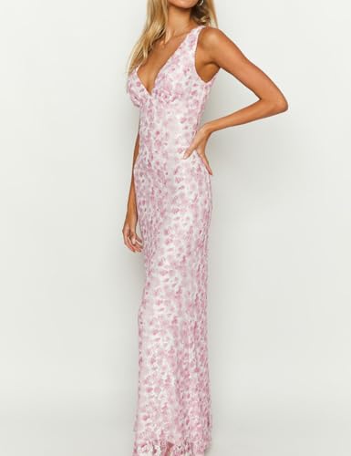 Elegant Lace Floral V Neck Backless Bodycon Dresses for Women Sexy Cut Out Low Back Sleeveless Maxi Dress Wedding Guest3