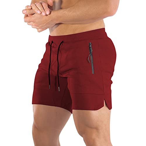Image of PIDOGYM Men's 5 inch Gym Workout Shorts,Fitted Jogging Short Pants for Bodybuilding Running Training with Zipper Pockets