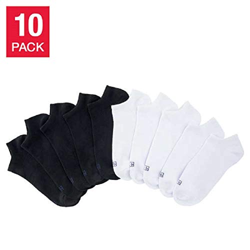 K. Bell Ladies' No Show Sock, 10-pair, Extended size, Shoe Size 8-122