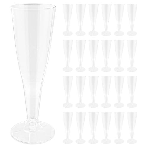 Hevysuo 25 Pezzi Plastica Bicchieri Champagne,Riutilizzabile Flute Trasparente 140ml,per Matrimoni,Compleanni,Feste,Carnevali