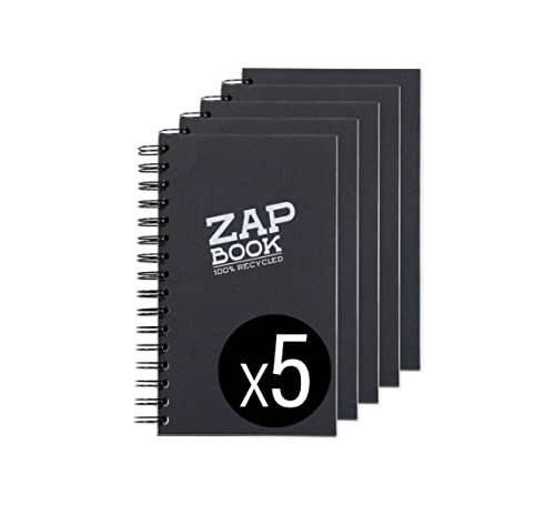 Carnet spiralé Zap Book Clairefontaine A5 noir lot de 5 pour croquis et dessin