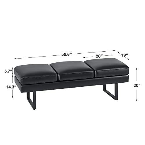 image for Furmax Waiting Room Chairs Faux Leather Office Guest Chair, 59.6 Inche