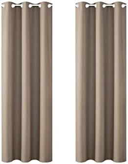 FLOWEROOM Thermal Blackout Curtains for Bedroom, 46 x 54 inches Long, Taupe - Winter Energy Saving/Summer Sun Blocking/Noise Reducing Window Curtain for Living Room, Set of 2 Eyelets Curtains