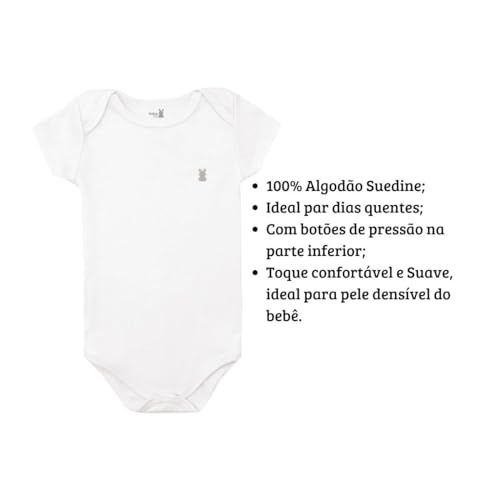 Bodies Manga Curta Bebê Com Botões Fácil de Vestir 100% Algodão Suedine Maternidade Confortável Liso