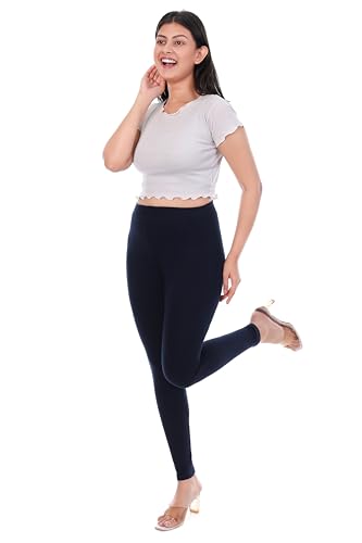 Image of TPF Women Solid Cotton Lycra Stretchable Leggings | Comfortable Ankle-Length Slim Fit Leggings for Women & Girls | Soft, Breathable Wear Bottoms